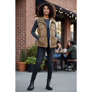 Faded Glory Utility Vest XL Tan Faux Fur Lined – Gorpcore, Casual, Western